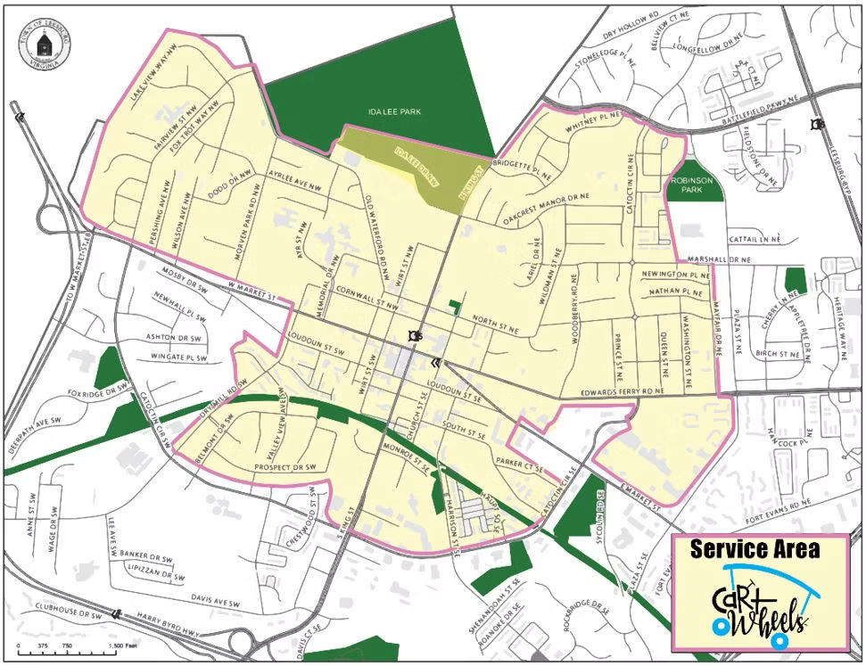 CartWheels Service Area Map - Leesburg, VA